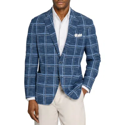 Brooklyn Brigade Macon Windowpane Texture Blazer In Blue