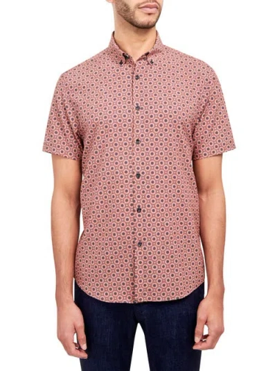 Brooklyn Brigade Medallion Print Recycled 4-way Stretch Performance Short Sleeve Shirt In Red