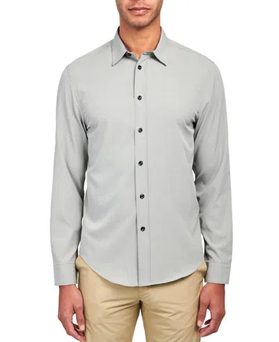 Brooklyn Brigade Men's Dante Non-iron Performance Stretch Moisture-wicking Solid Button-down Shirt In Grey Heather