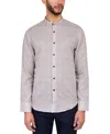Brooklyn Brigade Men's Dumbo Moisture-wicking Interlocking Geo-print Button-down Mandarin Shirt In Tan,blue