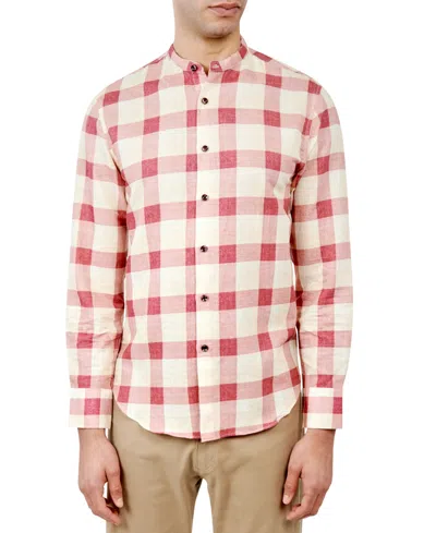 Brooklyn Brigade Men's Nash Moisture-wicking Check Button-down Mandarin Shirt In Multi