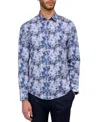 Brooklyn Brigade Abstract Leaf Woven Long Sleeve Shirt In Light Blue