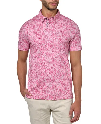 Brooklyn Brigade Abstract Floral Polo In Terracotta