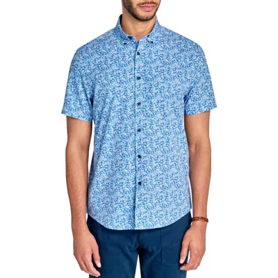 Brooklyn Brigade Micro Floral Short Sleeve Shirt In Blue