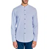Brooklyn Brigade Micro Geo Recycled 4-way Stretch Performance Stand Collar Shirt In White/blue