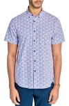Brooklyn Brigade Mini Floral Stem Woven Short Sleeve Shirt In Multi