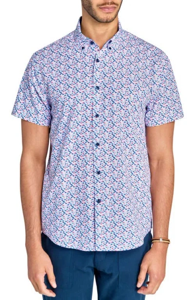 Brooklyn Brigade Mini Floral Stem Woven Short Sleeve Shirt In Multi