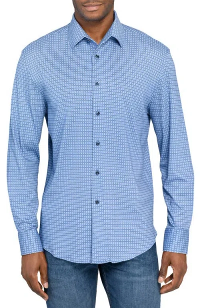 Brooklyn Brigade Mosaic Print Knit Long Sleeve Basic In Blue