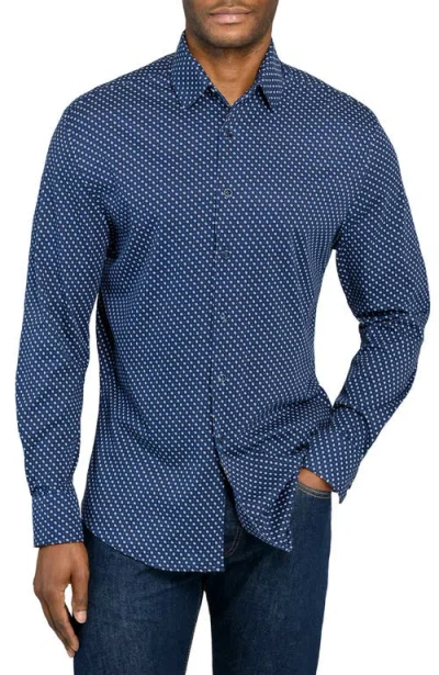 Brooklyn Brigade Neat Print Knit Long Sleeve Basic In Blue
