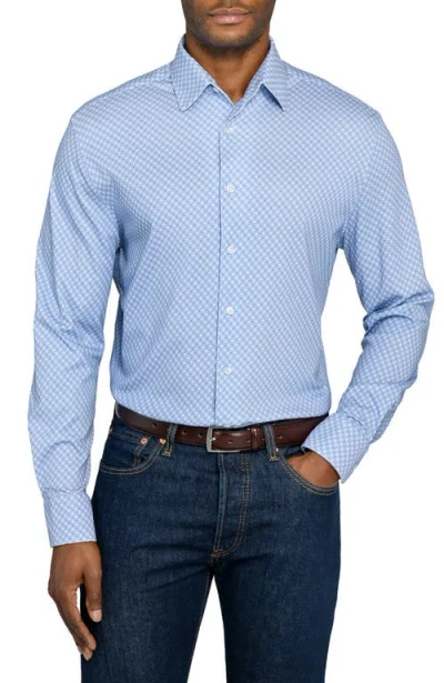 Brooklyn Brigade Neat Print Knit Long Sleeve Basic In Blue
