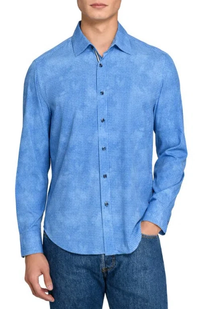 Brooklyn Brigade Pinwheel Print Woven Long Sleeve Basic In Blue