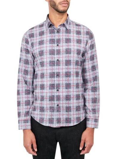 Brooklyn Brigade Plaid 4-way Stretch Performance Long Sleeve Shirt In Grey
