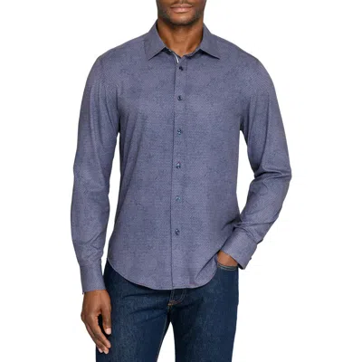 Brooklyn Brigade Prism Print Woven Long Sleeve Basic In Blue