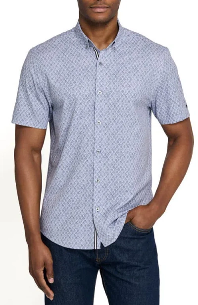 Brooklyn Brigade Prospect Shell Short Sleeve Button Down Performance Shirt In Blue