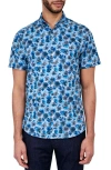 Brooklyn Brigade Quay Watercolor Floral Short Sleeve Shirt In Brown/blue