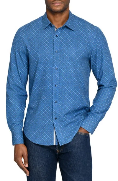 Brooklyn Brigade Ring Print Woven Long Sleeve Basic In Blue