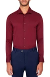 Brooklyn Brigade Slim Fit Solid Performance Dress Shirt In Cabernet