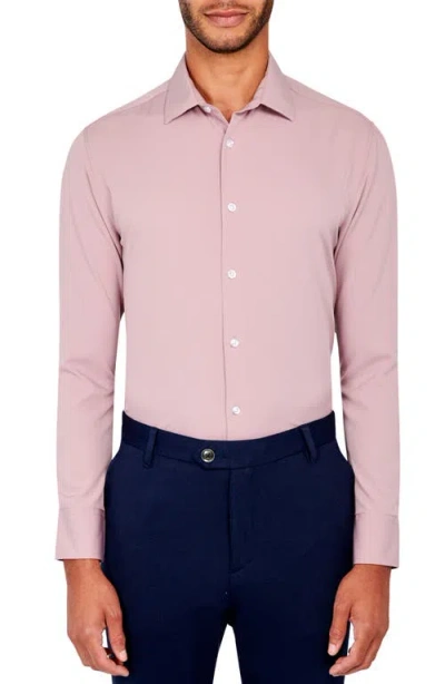 Brooklyn Brigade Slim Fit Solid Performance Dress Shirt In Dark Mauve