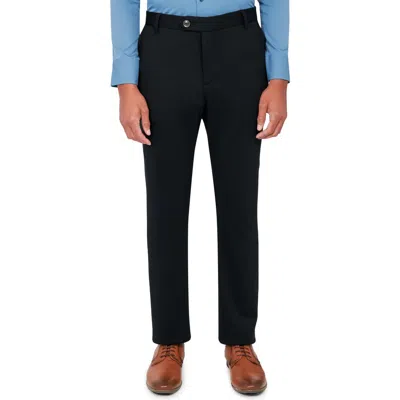 Brooklyn Brigade Slim Fit Straight Leg Performance Knit Dress Pants In Jet Black