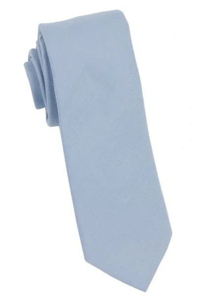 Brooklyn Brigade Solid Cotton Tie In Dusty Blue