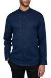 Brooklyn Brigade Solid Mandarin Long Sleeve Shirt In Navy