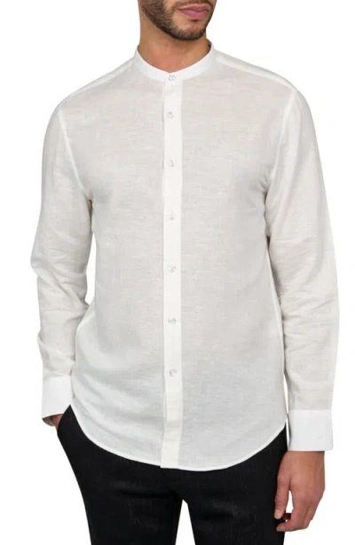 Brooklyn Brigade Solid Mandarin Long Sleeve Shirt In White