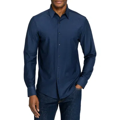 Brooklyn Brigade Solid Mapleton Luxe Cross Dyed Long Sleeve Shirt In Blue
