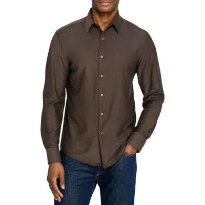 Brooklyn Brigade Solid Mapleton Luxe Cross Dyed Long Sleeve Shirt In Brown