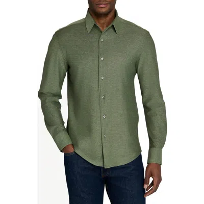 Brooklyn Brigade Solid Mapleton Luxe Cross Dyed Long Sleeve Shirt In Green