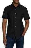 Brooklyn Brigade Solid Mapleton Luxe Cross Dyed Short Sleeve Shirt In Black