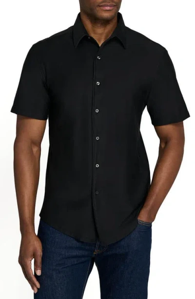 Brooklyn Brigade Solid Mapleton Luxe Cross Dyed Short Sleeve Shirt In Black