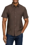 Brooklyn Brigade Solid Mapleton Luxe Cross Dyed Short Sleeve Shirt In Brown