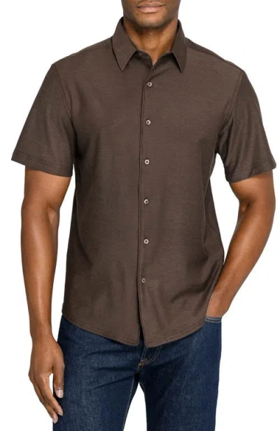 Brooklyn Brigade Solid Mapleton Luxe Cross Dyed Short Sleeve Shirt In Brown