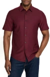 Brooklyn Brigade Solid Mapleton Luxe Cross Dyed Short Sleeve Shirt In Burgundy