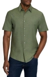 Brooklyn Brigade Solid Mapleton Luxe Cross Dyed Short Sleeve Shirt In Green
