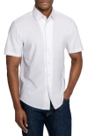 Brooklyn Brigade Solid Mapleton Luxe Cross Dyed Short Sleeve Shirt In White