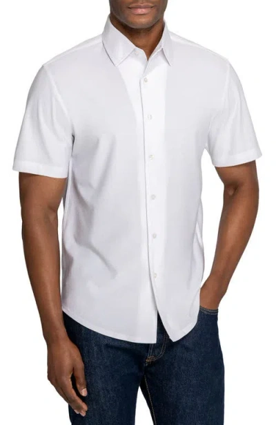 Brooklyn Brigade Solid Mapleton Luxe Cross Dyed Short Sleeve Shirt In White