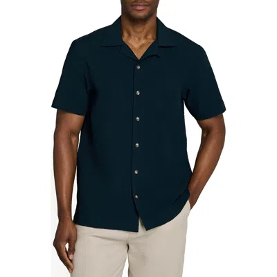 Brooklyn Brigade Solid Myrtle Short Sleeve Seersucker Camp Shirt In Blue