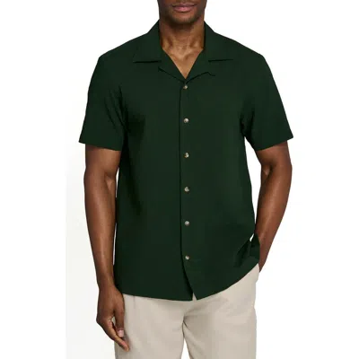 Brooklyn Brigade Solid Myrtle Short Sleeve Seersucker Camp Shirt In Green