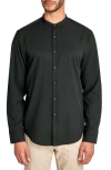 Brooklyn Brigade Solid Recycled 4-way Stretch Performance Stand Collar Shirt In Black