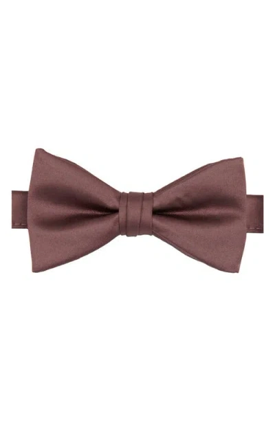 Brooklyn Brigade Solid Satin Pre-tied Bow Tie In Brown