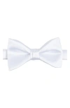 Brooklyn Brigade Solid Satin Pre-tied Bow Tie In White