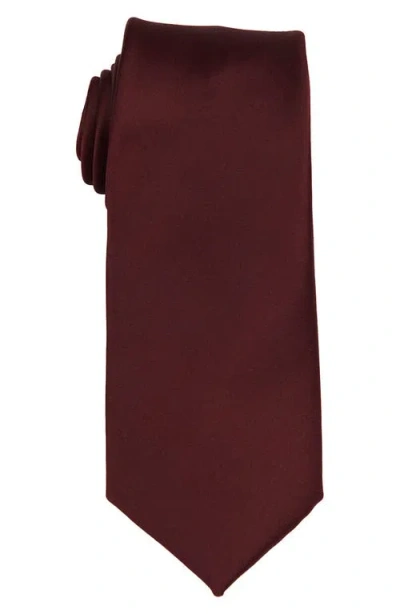 Brooklyn Brigade Solid Satin Tie In Cabernet