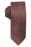 Brooklyn Brigade Solid Satin Tie In Dark Mauve
