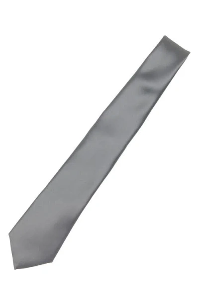 Brooklyn Brigade Solid Satin Tie In Slate