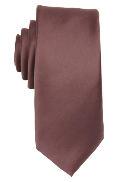 Brooklyn Brigade Solid Satin X-long Tie In Dark Mauve