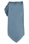 Brooklyn Brigade Solid Satin X-long Tie In Dusty Blue