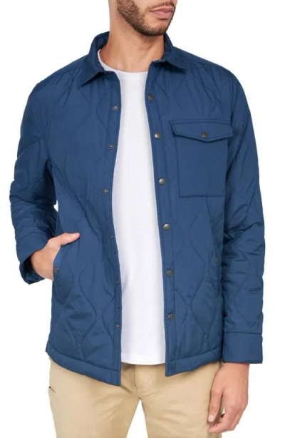 Brooklyn Brigade Solid Water Repellent Quilted Shirt Jacket In Blue