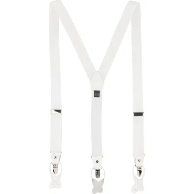 Brooklyn Brigade Solid Web Adjustable Suspenders In White
