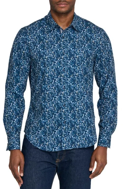 Brooklyn Brigade Stems Print Woven Long Sleeve Basic In Blue